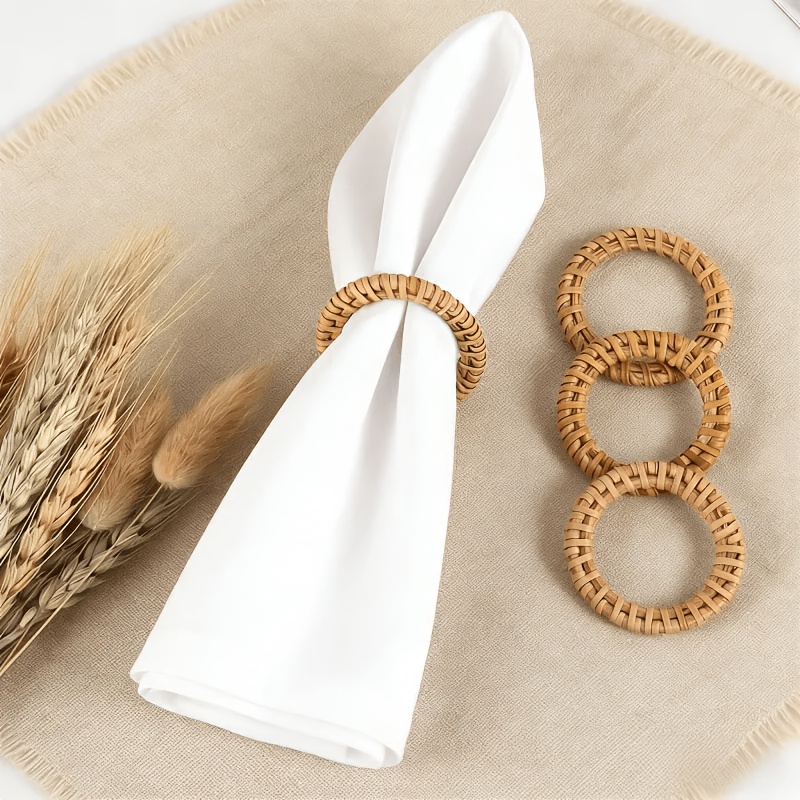 Outdoor Furniture Cafe - 6pcs Handmade rattan napkins with Bohemian