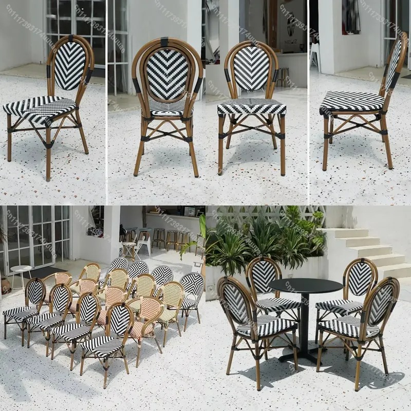 Outdoor Furniture Cafe - Stackable Rattan Chair French Bistro Style