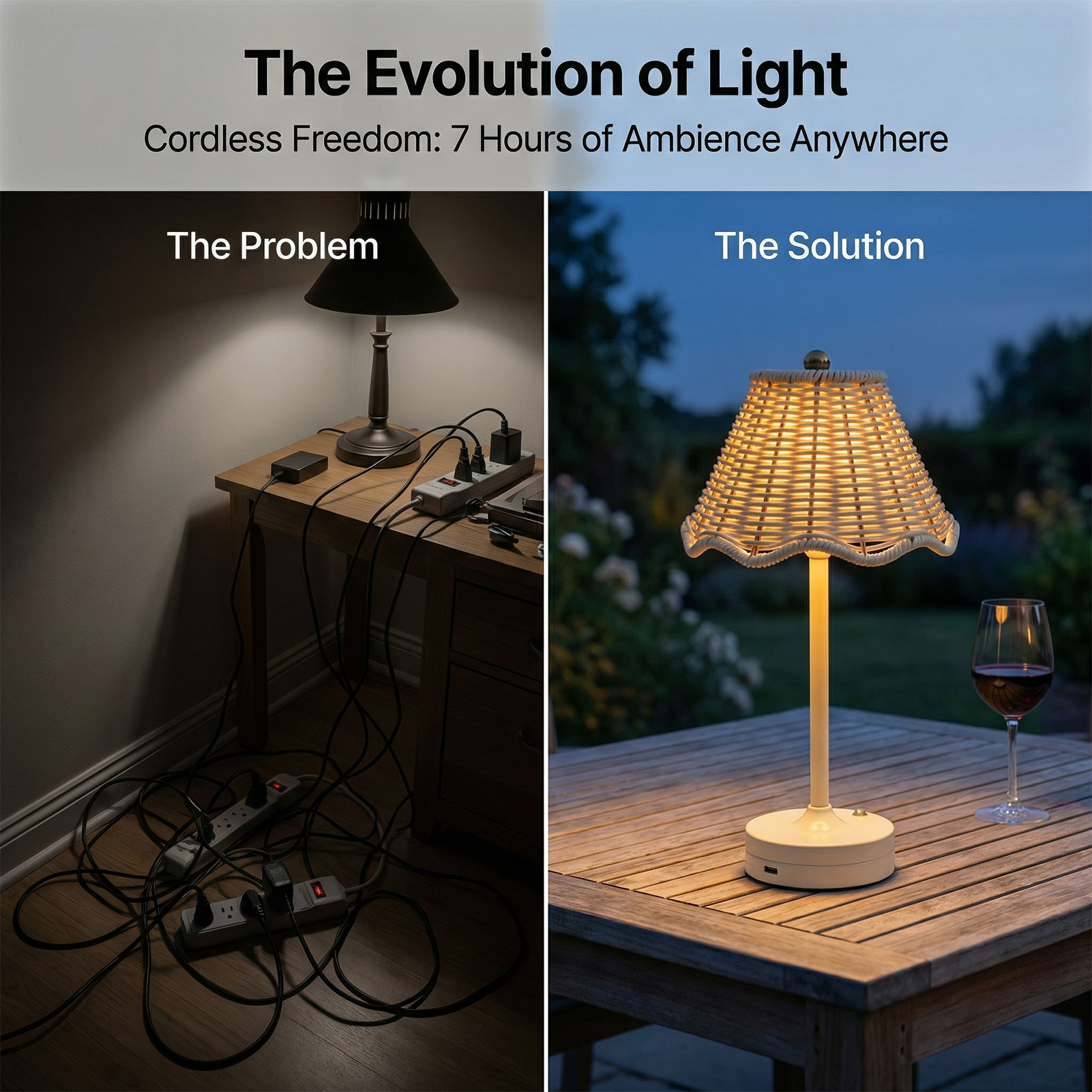 LED Vintage Rattan Table Lamp  - Outdoor Furniture Cafe review and price