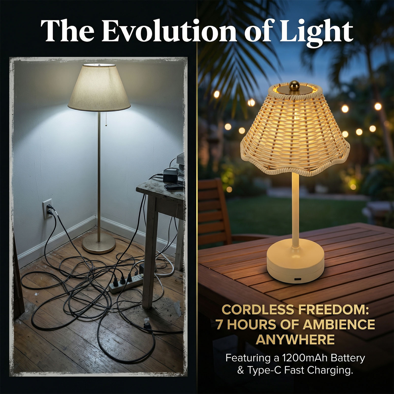 LED Vintage Rattan Table Lamp  - Outdoor Furniture Cafe review and price
