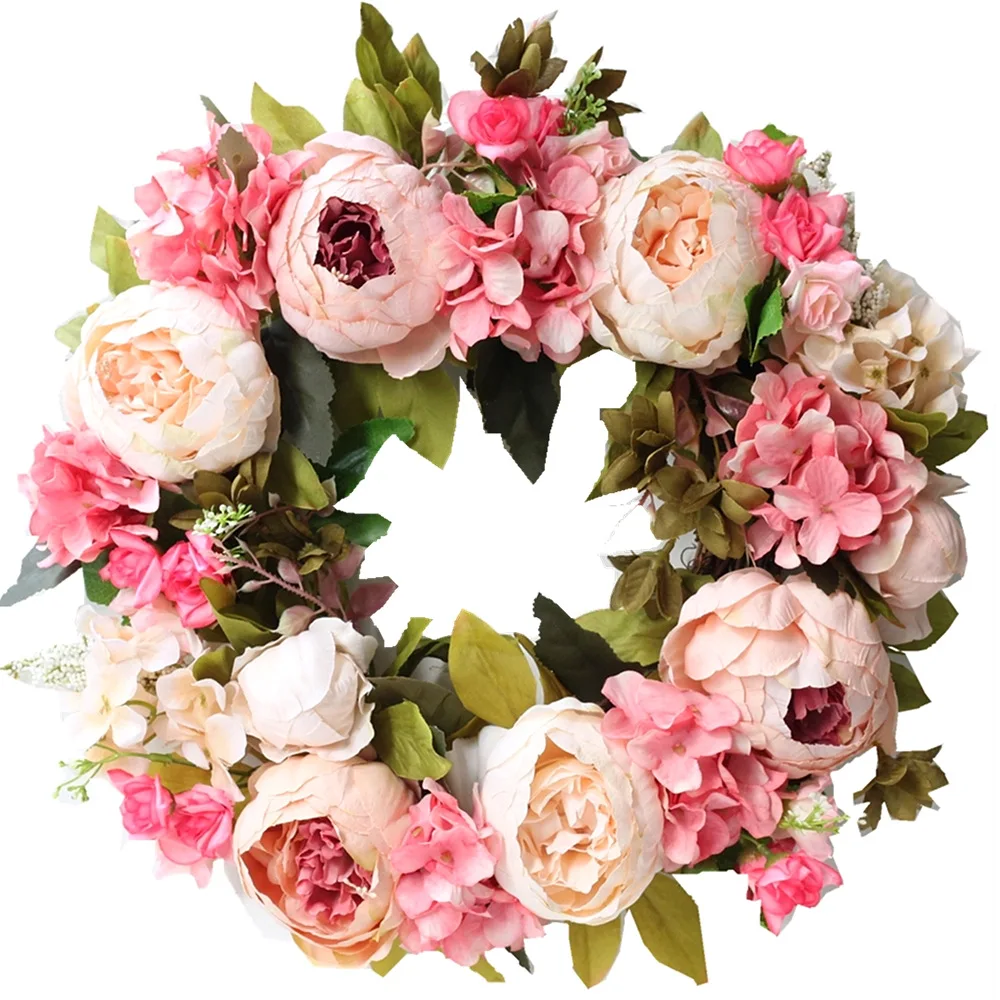 Artificial Peony Wreath Garlan - Outdoor Furniture Cafe review and price