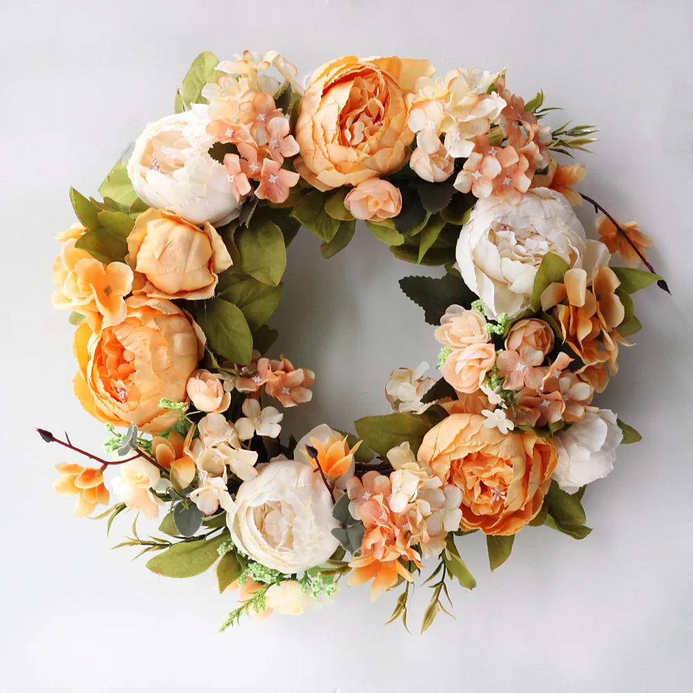 Artificial Peony Wreath Garlan - Outdoor Furniture Cafe review and price